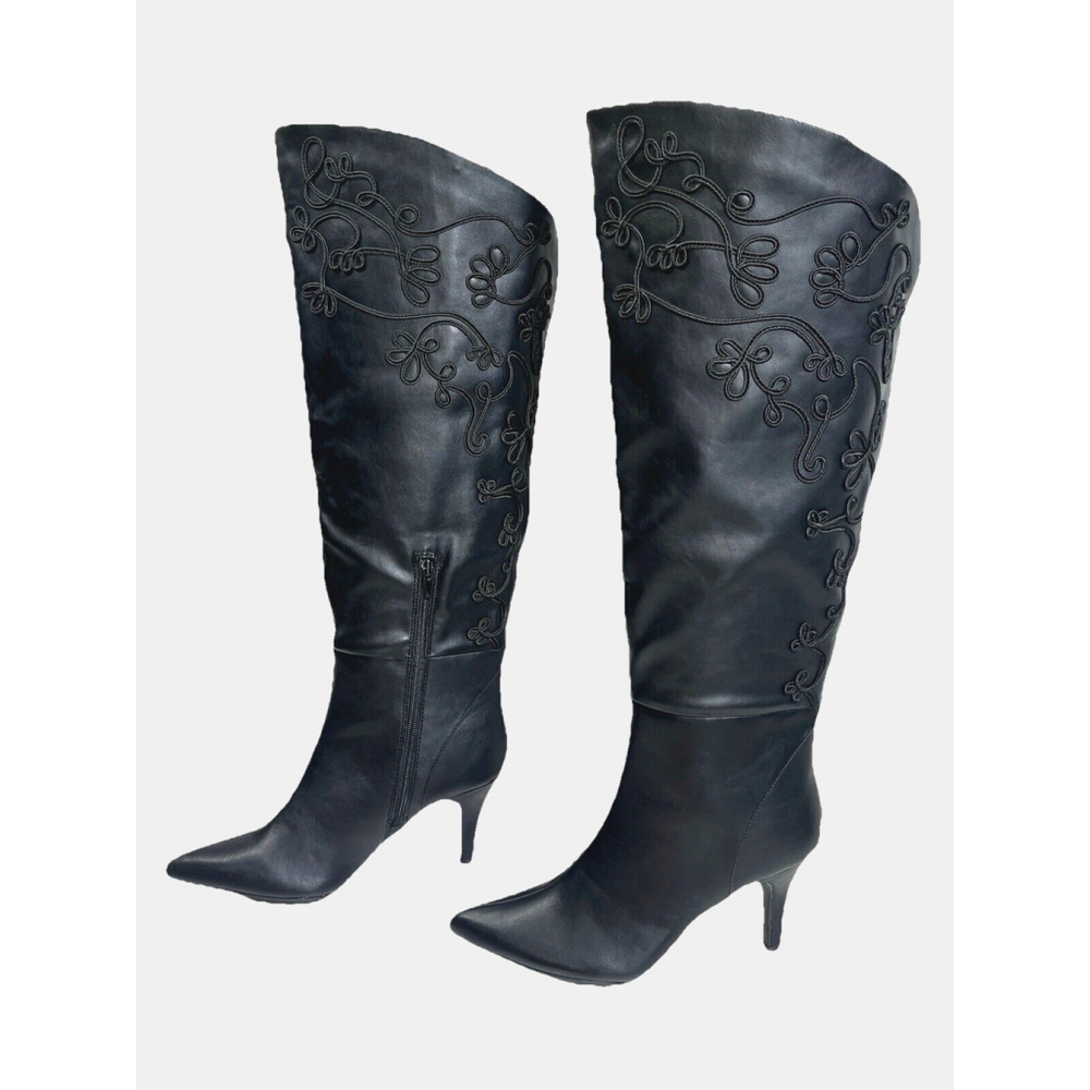 Cloudwalkers Womens Black Tall Boots Sz 8.5 Wide Calf Steampunk Renocore Frozen - Picture 1 of 16